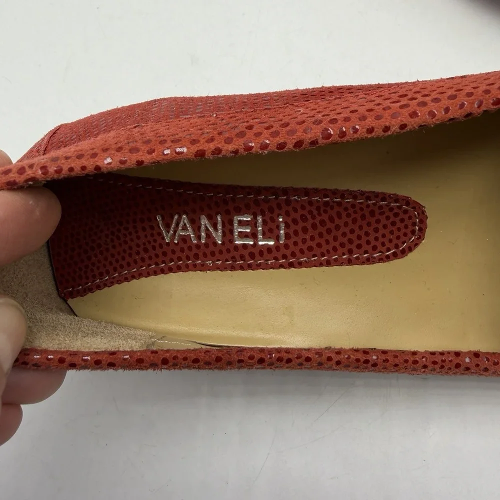 Vaneli Driving Loafer Women 8 M Red Leather Lizard Print Old Money Career Office